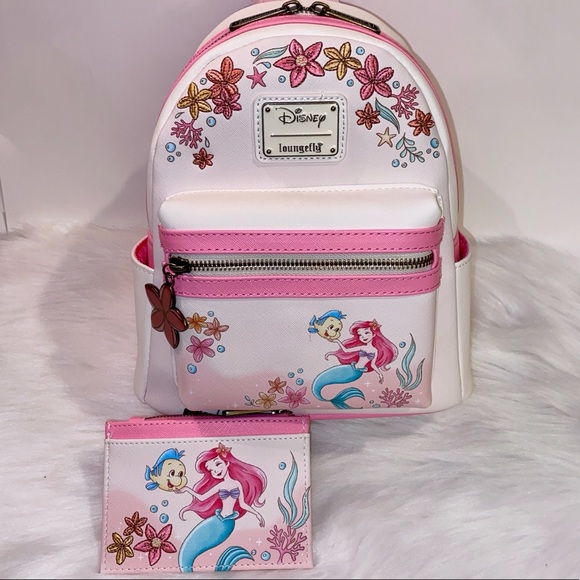 Little Mermaid Floral Backpack & Cardholder NWT